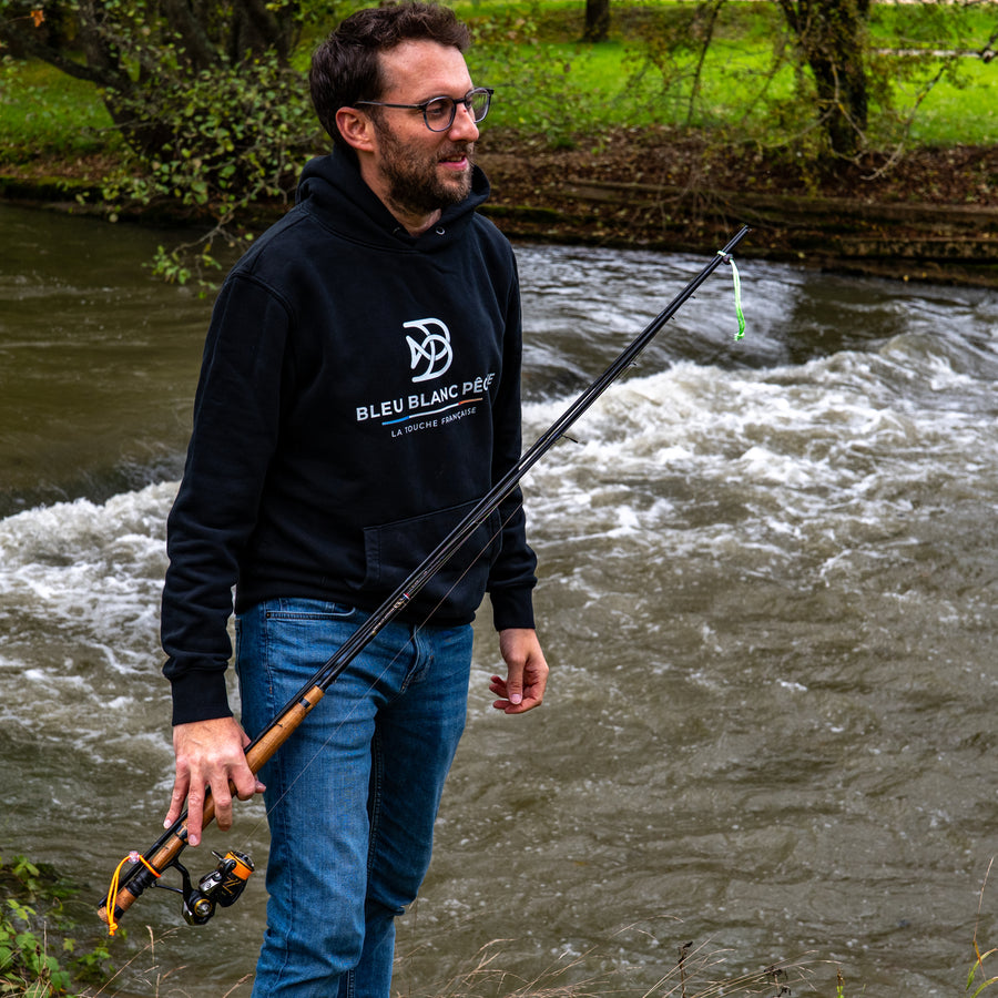 Sweat à capuche Bleu Blanc Pêche